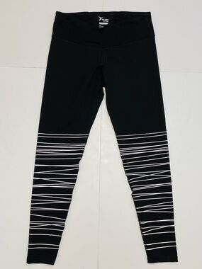 Old Navy Active Go-Dry Women’s Black Leggings - White Striped Lower Legs Size L